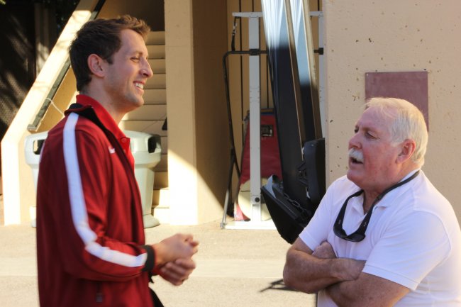 Dunford shares memories with his former physical therapist Mac Parish. (Photo by Eric Odanga)